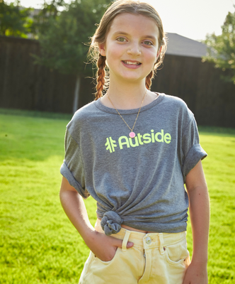Load image into Gallery viewer, Autside Logo Youth Tee - Grey / Reflex Yellow